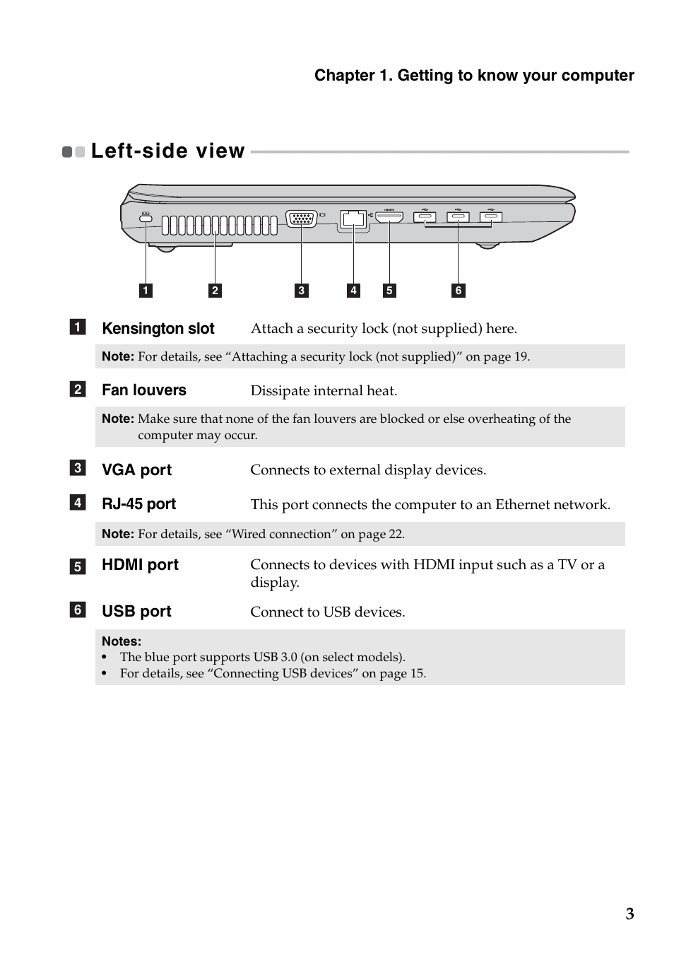 Left-side view | Lenovo G770 Notebook User Manual | Page 7 / 51