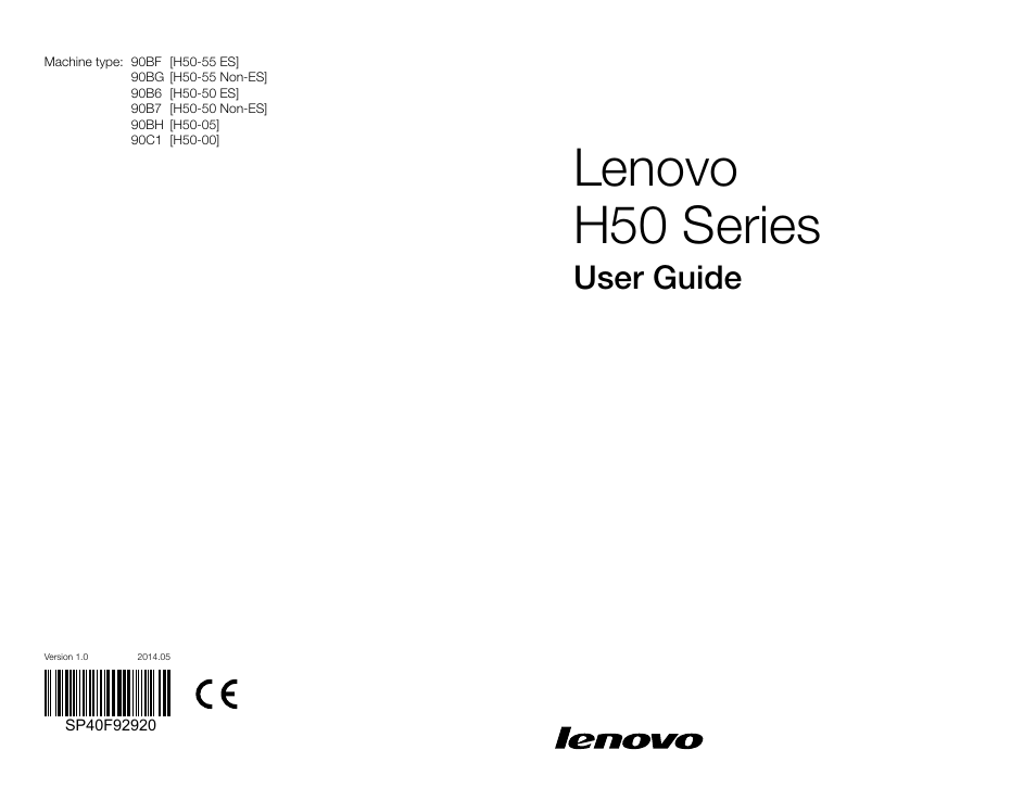 Lenovo H50-50 Desktop User Manual | 63 pages