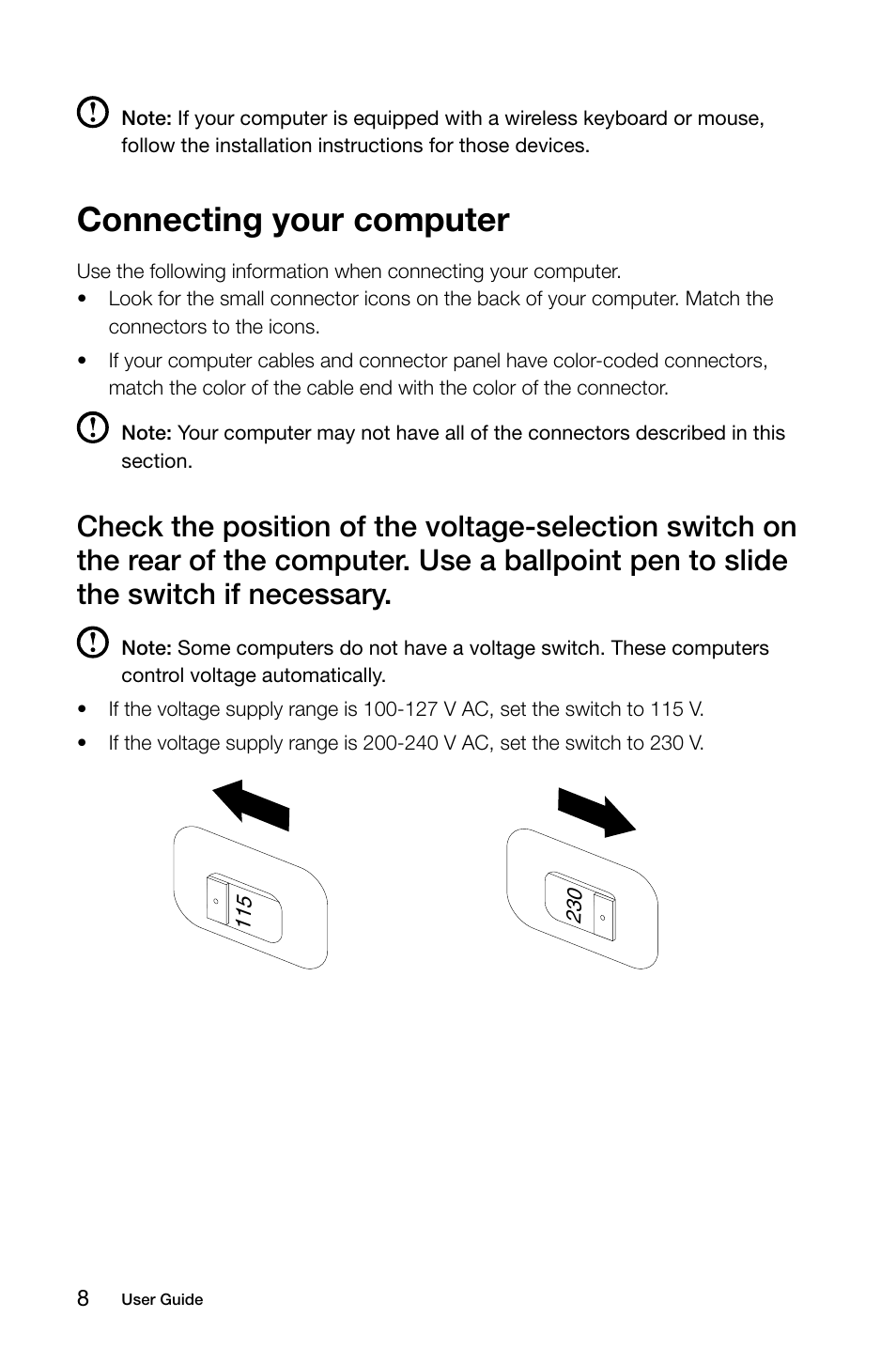 Connecting your computer | Lenovo H50-50 Desktop User Manual | Page 13 / 63