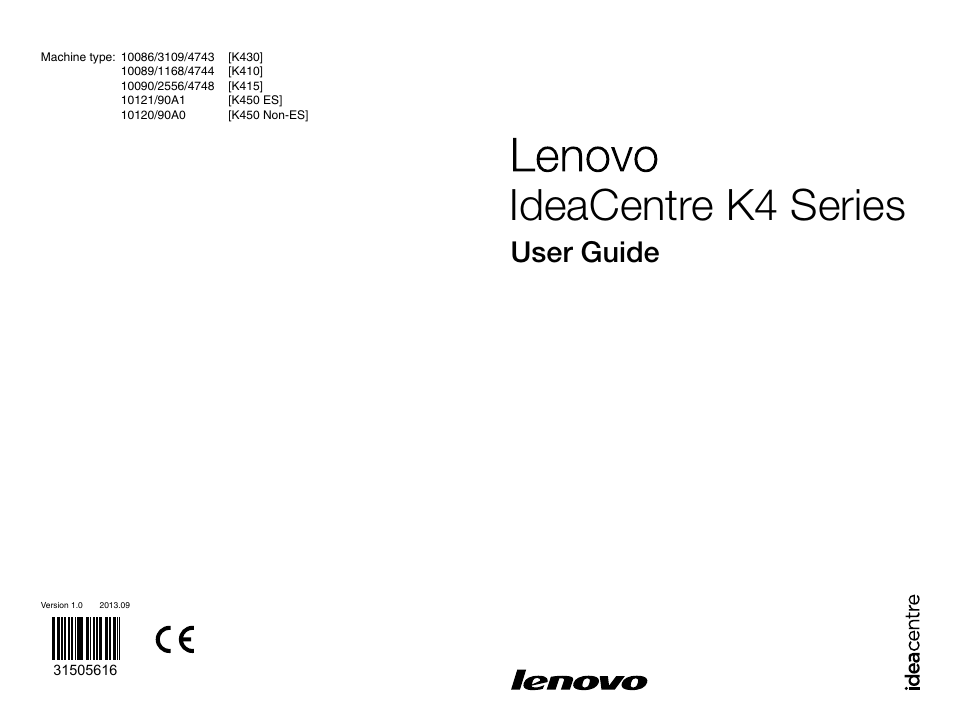 Lenovo IdeaCentre K415 User Manual | 69 pages