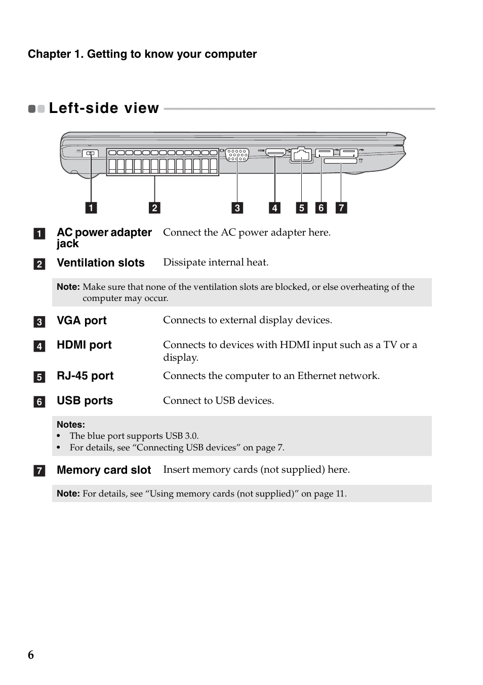 Left-side view | Lenovo IdeaPad Z710 Notebook User Manual | Page 10 / 50