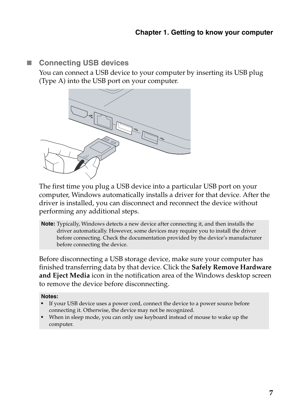 7 connecting usb devices | Lenovo IdeaPad Z710 Notebook User Manual | Page 11 / 50