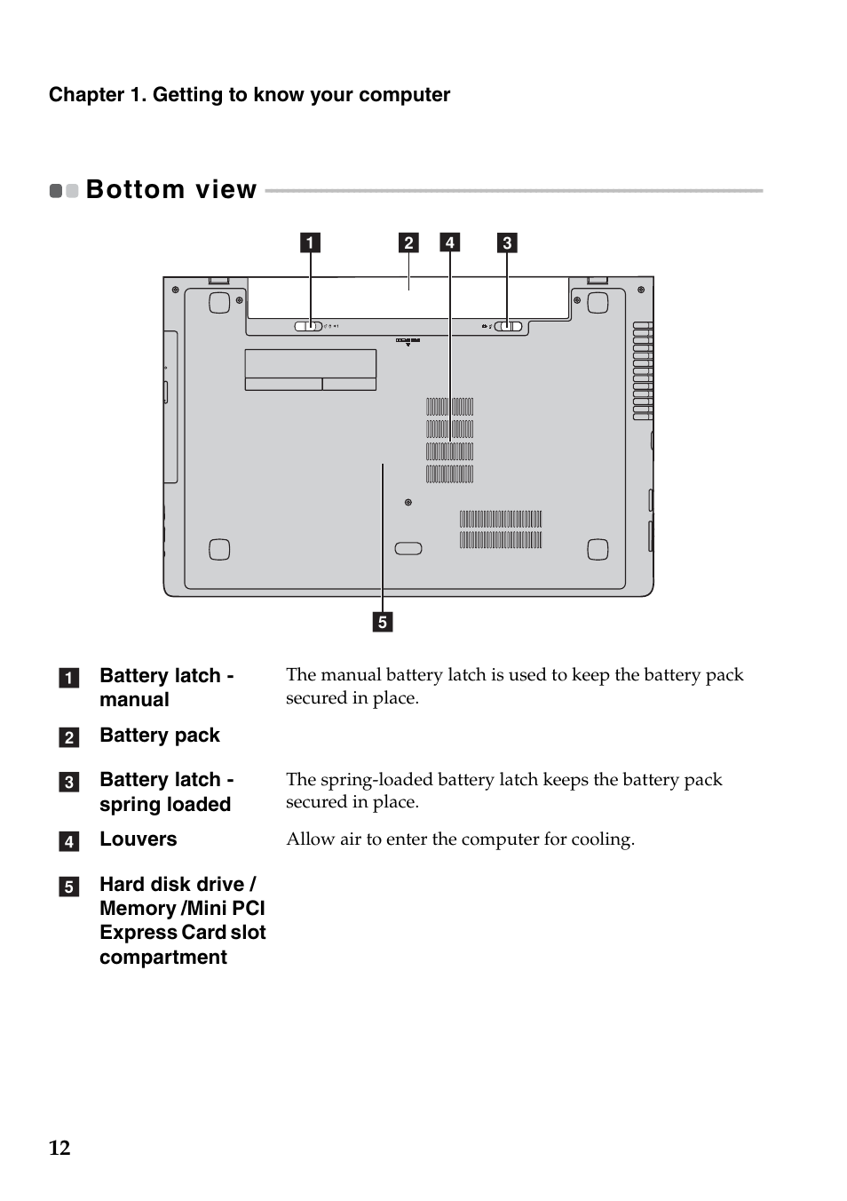 Bottom view | Lenovo IdeaPad Z710 Notebook User Manual | Page 16 / 50