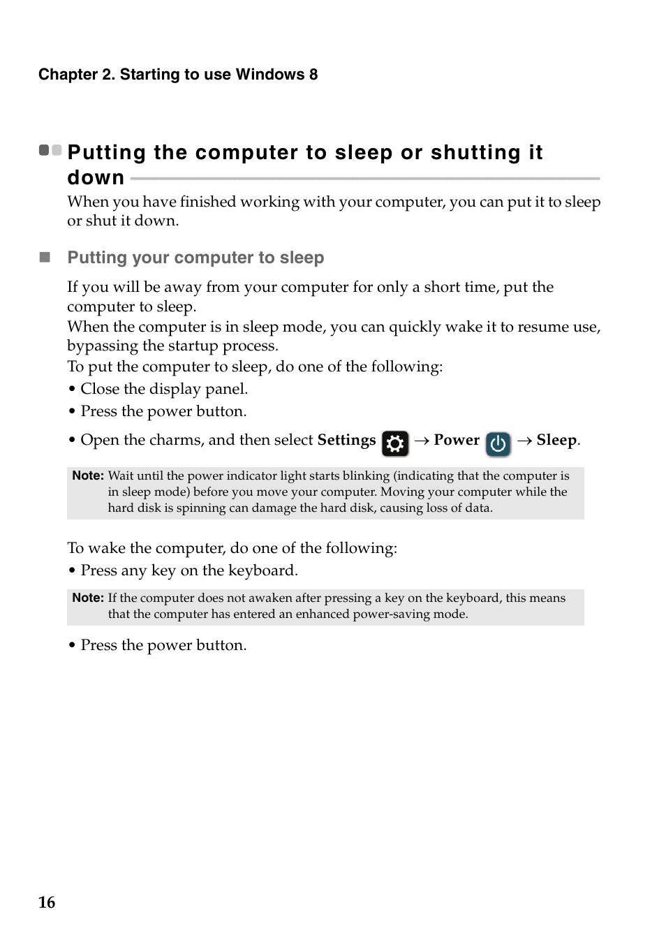 Putting the computer to sleep or shutting it down | Lenovo IdeaPad Z710 Notebook User Manual | Page 20 / 50