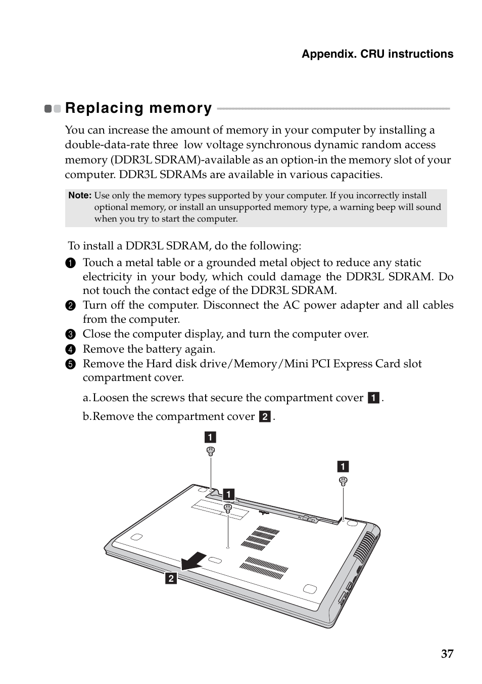 Replacing memory | Lenovo IdeaPad Z710 Notebook User Manual | Page 41 / 50