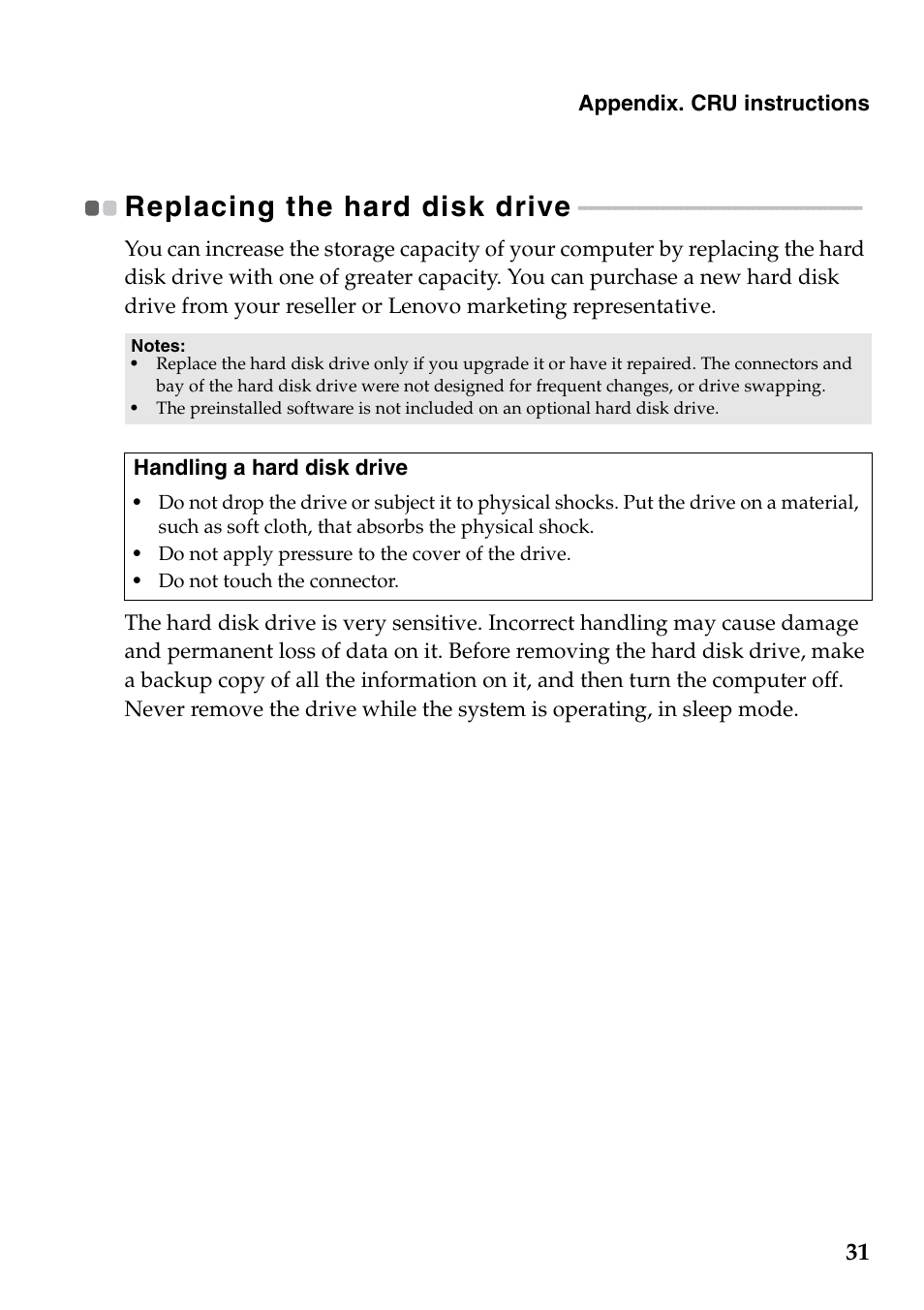 Replacing the hard disk drive | Lenovo G400 Notebook User Manual | Page 35 / 46