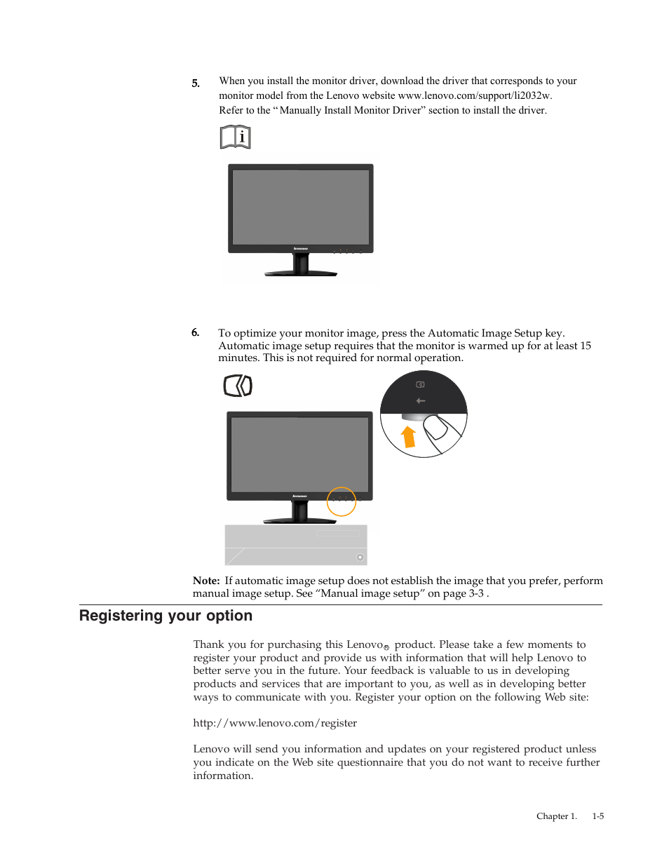 Registering your option | Lenovo LI2032 Wide LCD Monitor User Manual | Page 9 / 27