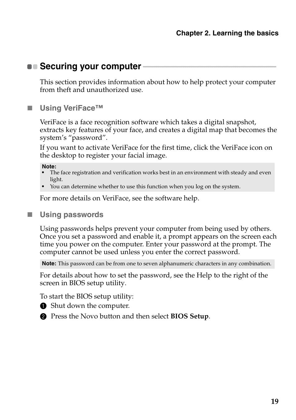 Securing your computer | Lenovo IdeaPad S300 Notebook User Manual | Page 23 / 45