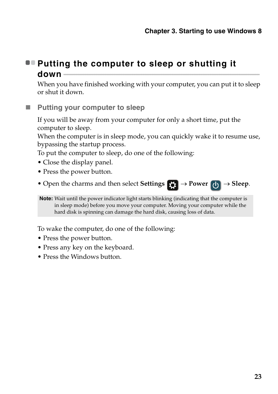 Putting the computer to sleep or shutting it down | Lenovo IdeaPad S300 Notebook User Manual | Page 27 / 45