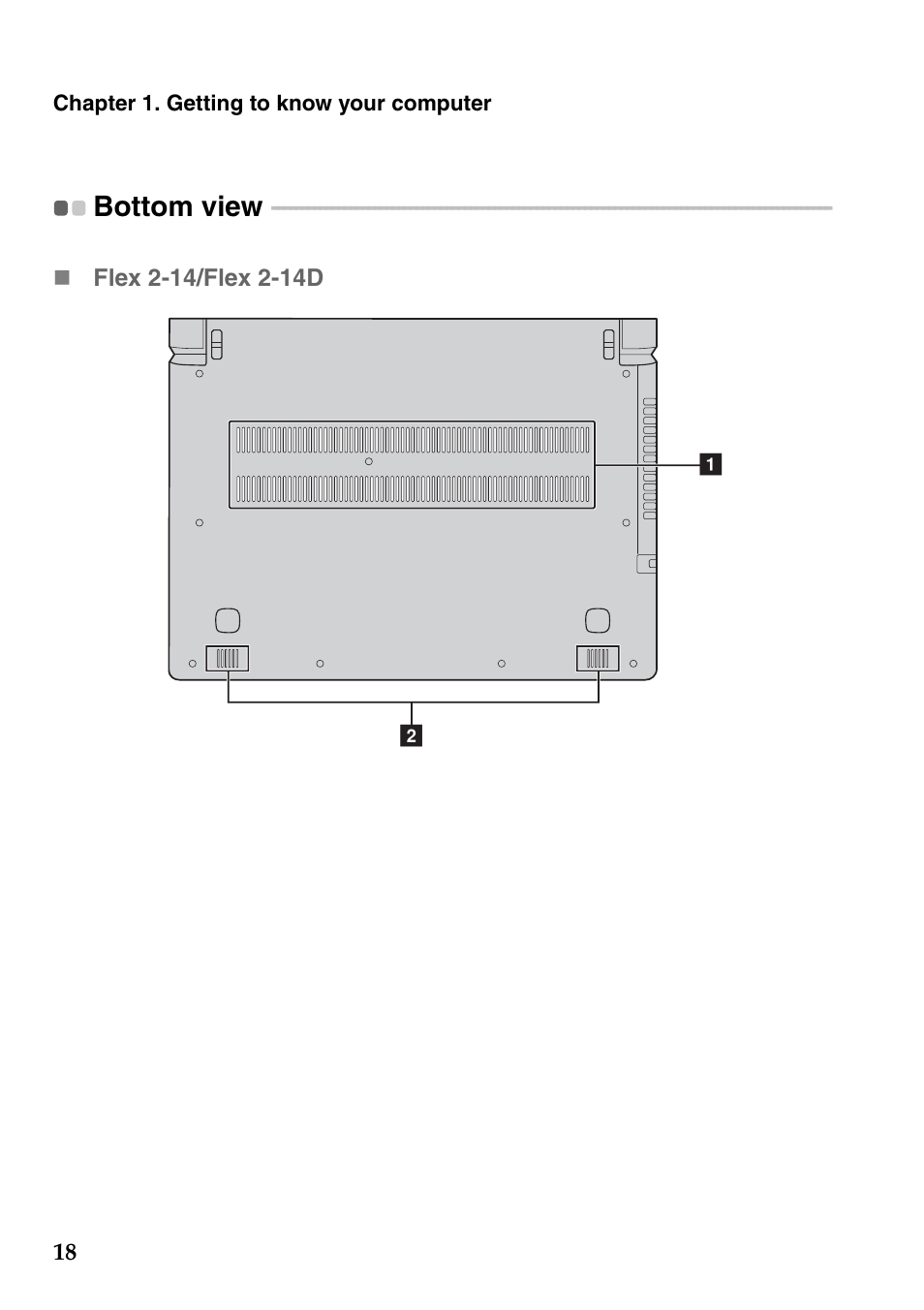 Bottom view | Lenovo Flex 2-15 Notebook Lenovo User Manual | Page 22 / 48