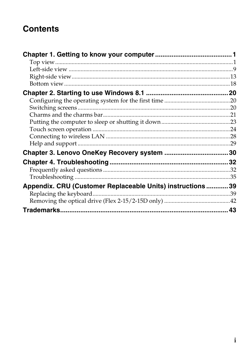 Lenovo Flex 2-15 Notebook Lenovo User Manual | Page 3 / 48