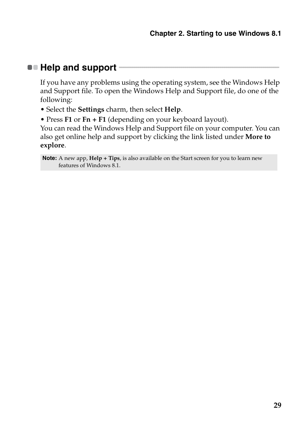 Help and support | Lenovo Flex 2-15 Notebook Lenovo User Manual | Page 33 / 48