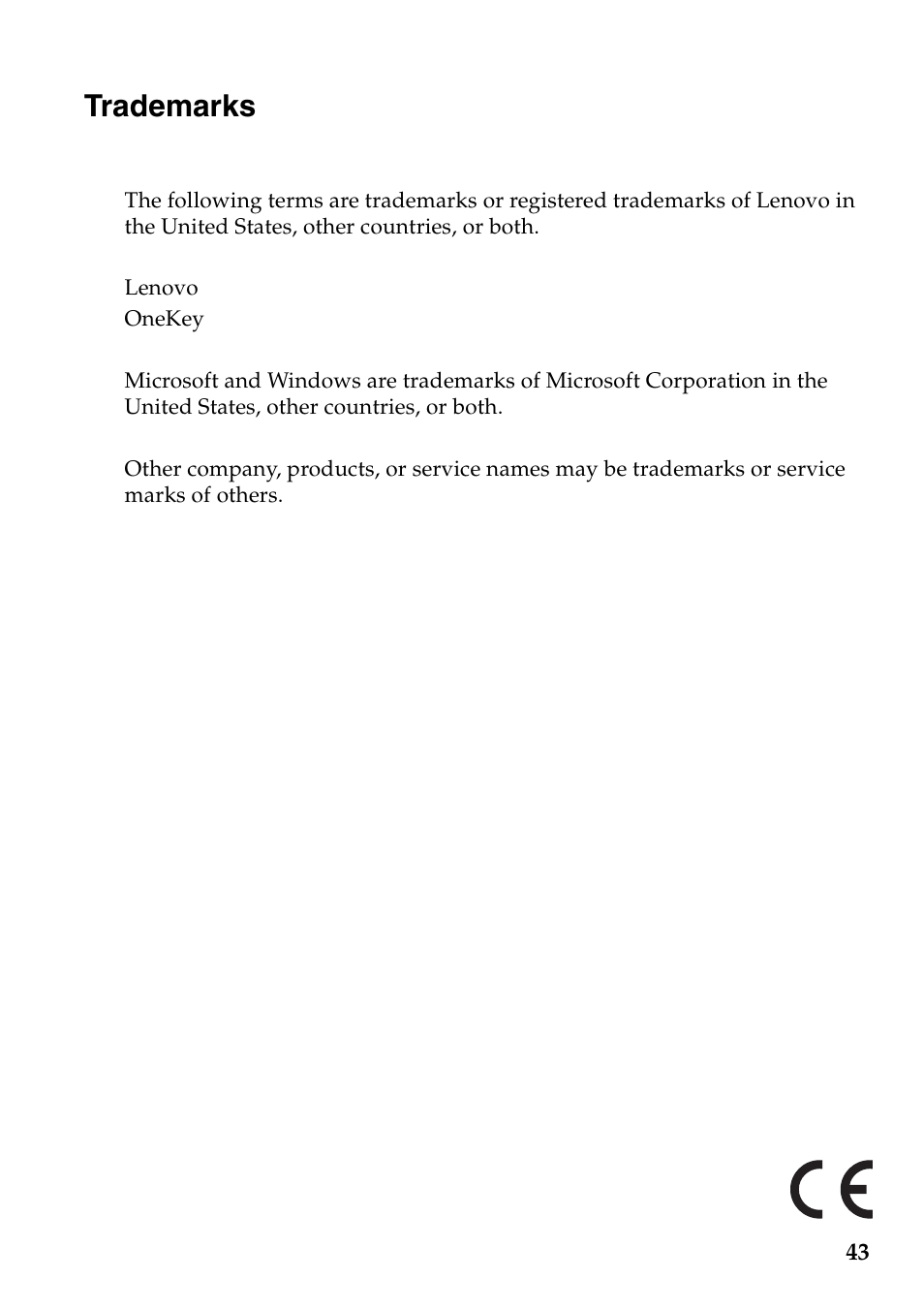 Trademarks | Lenovo Flex 2-15 Notebook Lenovo User Manual | Page 47 / 48