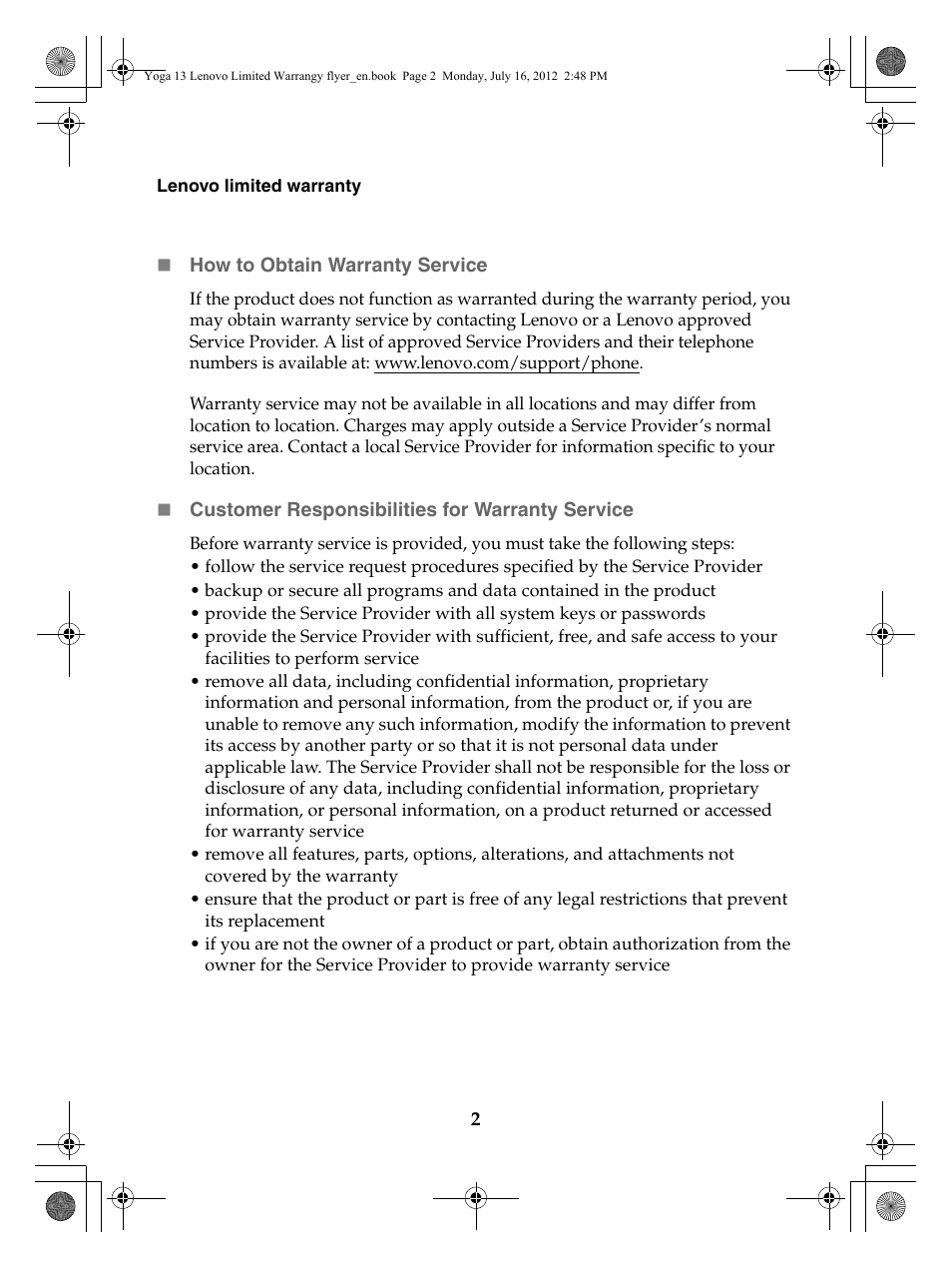 Lenovo Yoga 13 Notebook IdeaPad User Manual | Page 2 / 24