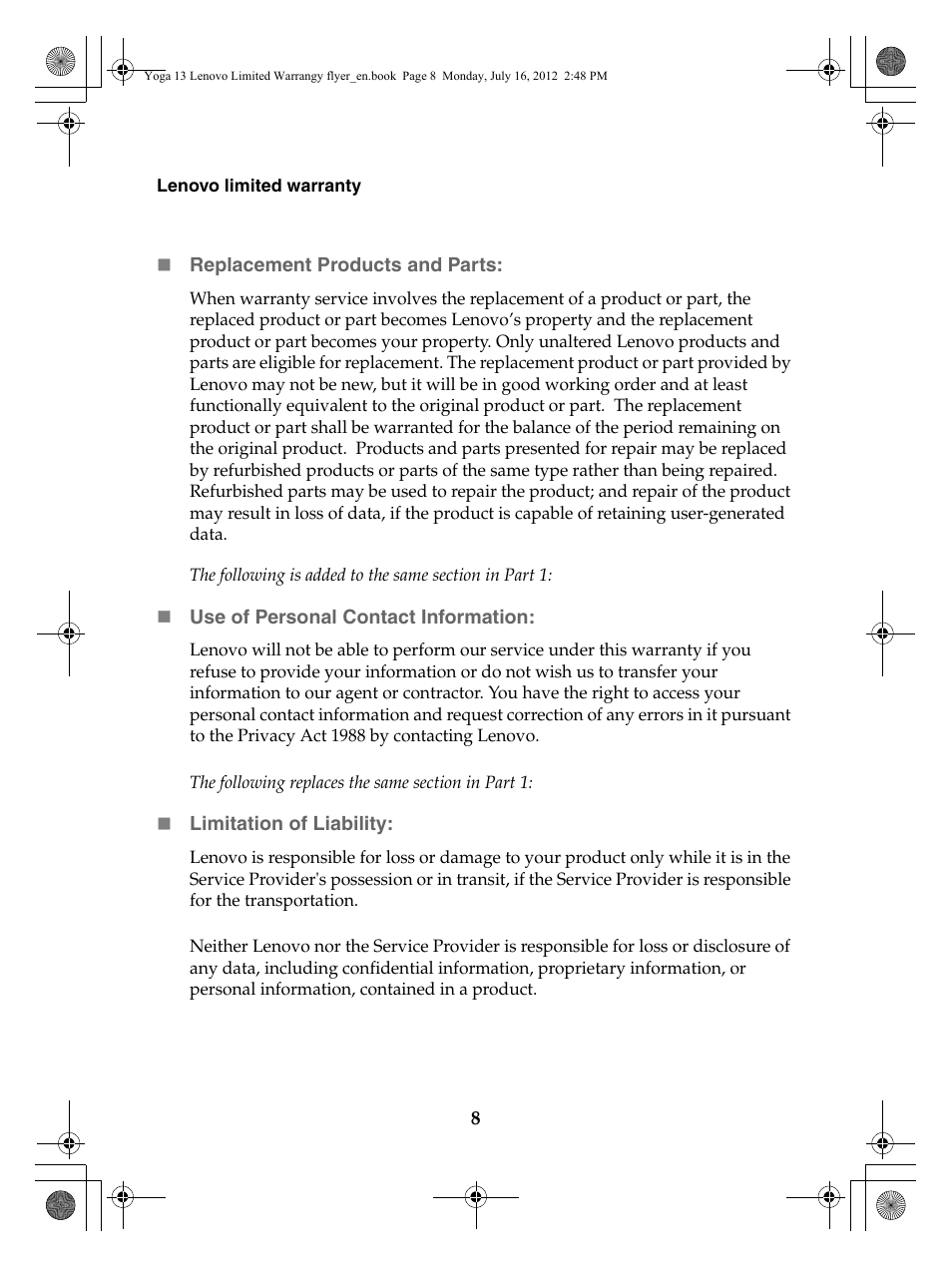 Lenovo Yoga 13 Notebook IdeaPad User Manual | Page 8 / 24