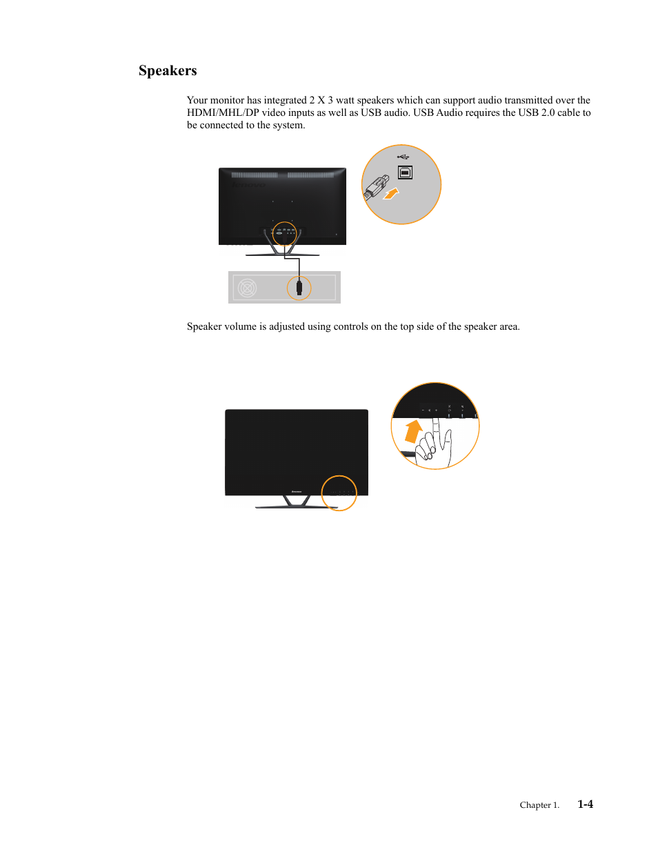 Speakers, Speaker | Lenovo LI2821 Wide LCD Monitor User Manual | Page 8 / 36