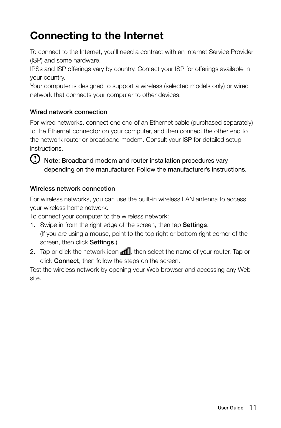 Connecting to the internet | Lenovo IdeaCentre A720 User Manual | Page 16 / 45
