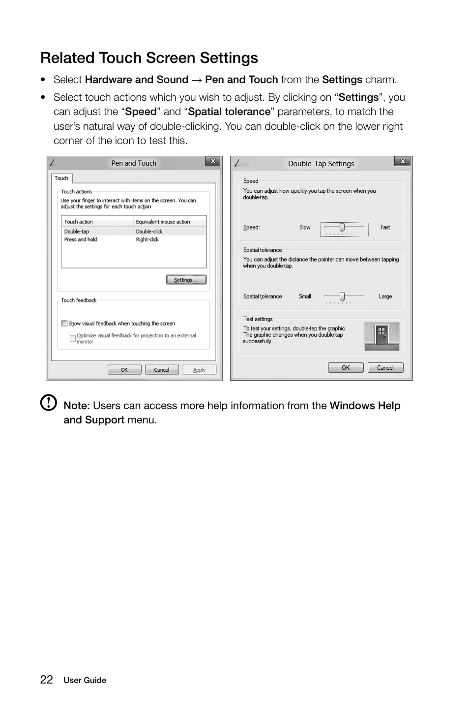 Related touch screen settings | Lenovo IdeaCentre A720 User Manual | Page 27 / 45