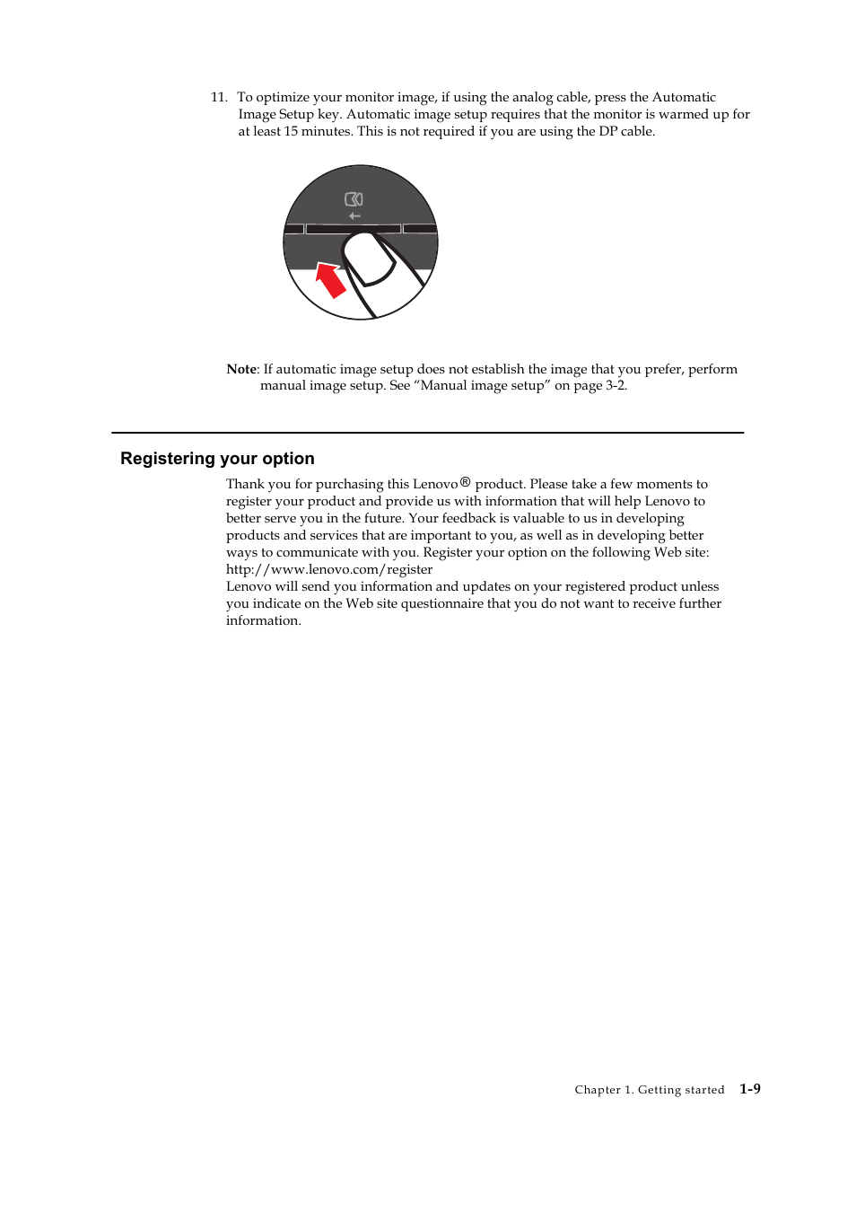 Registering your option | Lenovo ThinkVision L2251x Wide 22in LCD Monitor User Manual | Page 14 / 37