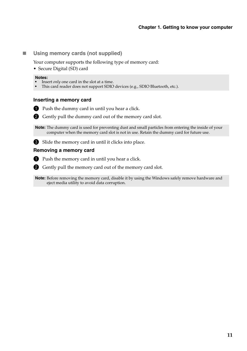 Lenovo Yoga 11 Notebook IdeaPad User Manual | Page 15 / 35