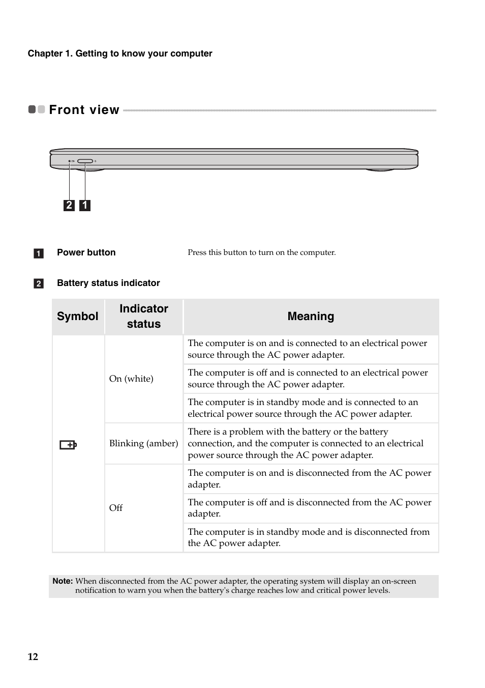 Front view | Lenovo Yoga 11 Notebook IdeaPad User Manual | Page 16 / 35