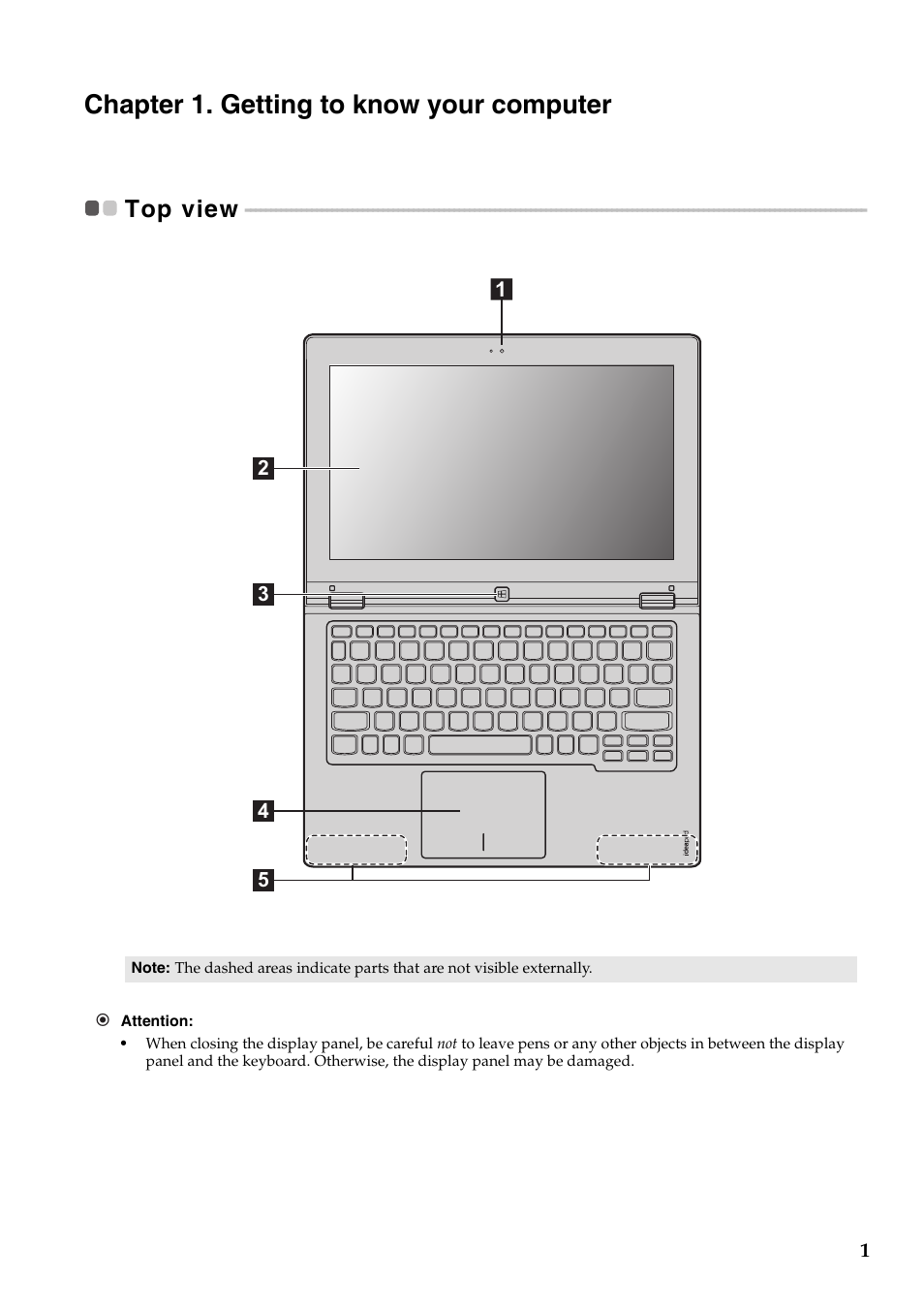 Chapter 1. getting to know your computer, Top view | Lenovo Yoga 11 Notebook IdeaPad User Manual | Page 5 / 35