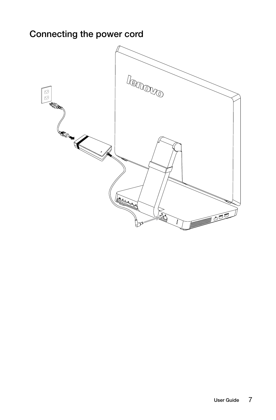 Connecting the power cord | Lenovo IdeaCentre A520 All-in-One User Manual | Page 12 / 43