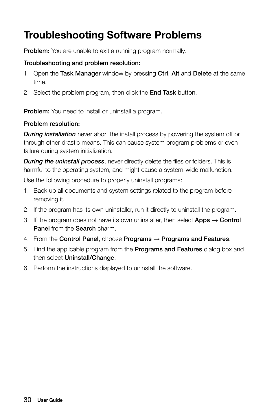 Troubleshooting software problems | Lenovo IdeaCentre A520 All-in-One User Manual | Page 35 / 43