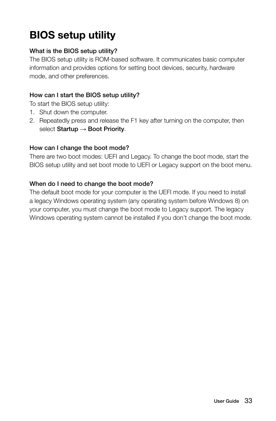Bios setup utility | Lenovo IdeaCentre A520 All-in-One User Manual | Page 38 / 43