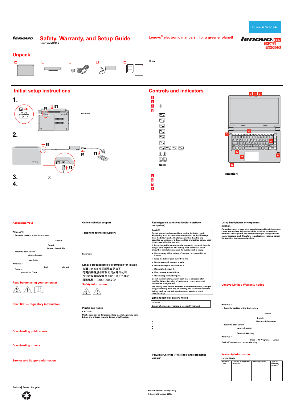 Lenovo M490s notebook User Manual | 2 pages