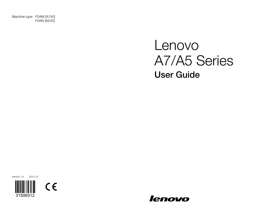 Lenovo A740 All In One User Manual | 47 pages