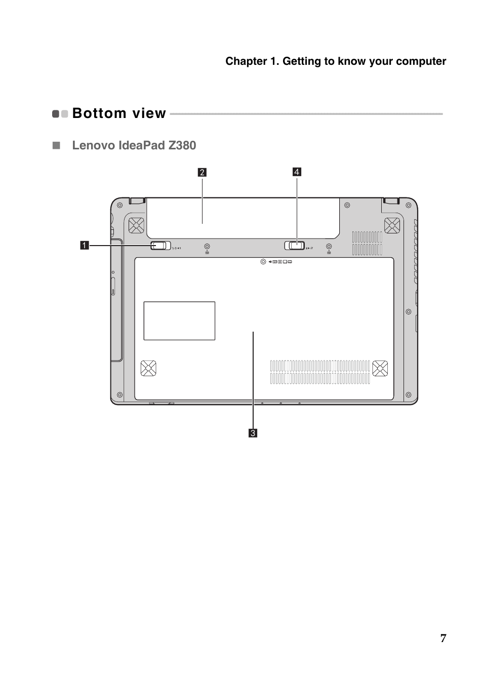 Bottom view | Lenovo IdeaPad Z485 Notebook User Manual | Page 11 / 59