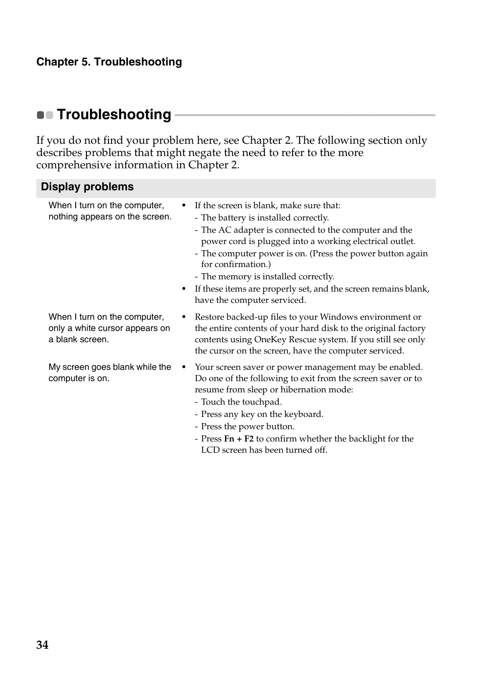 Troubleshooting | Lenovo IdeaPad Z485 Notebook User Manual | Page 38 / 59