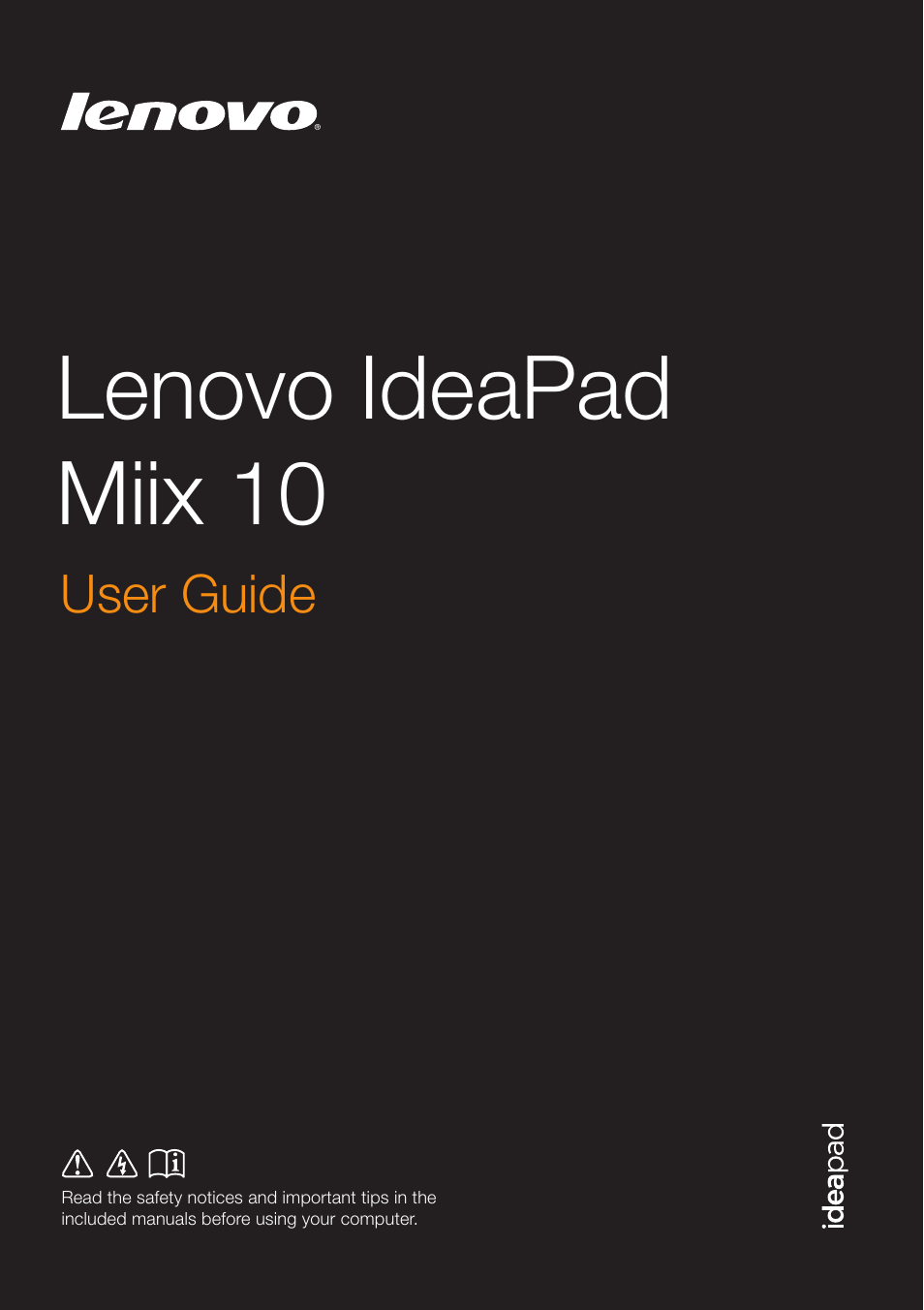 Lenovo Miix 10 Tablet IdeaPad User Manual | 32 pages