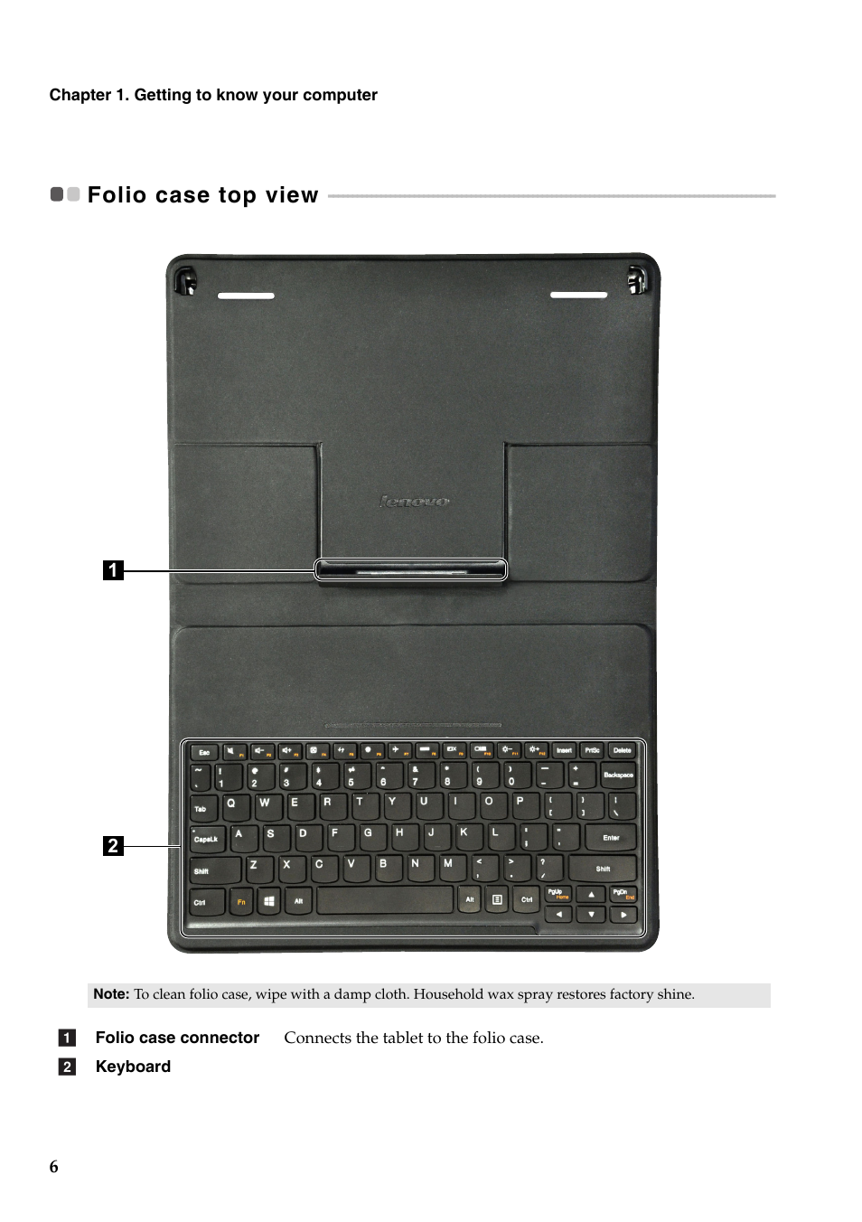 Folio case top view | Lenovo Miix 10 Tablet IdeaPad User Manual | Page 10 / 32