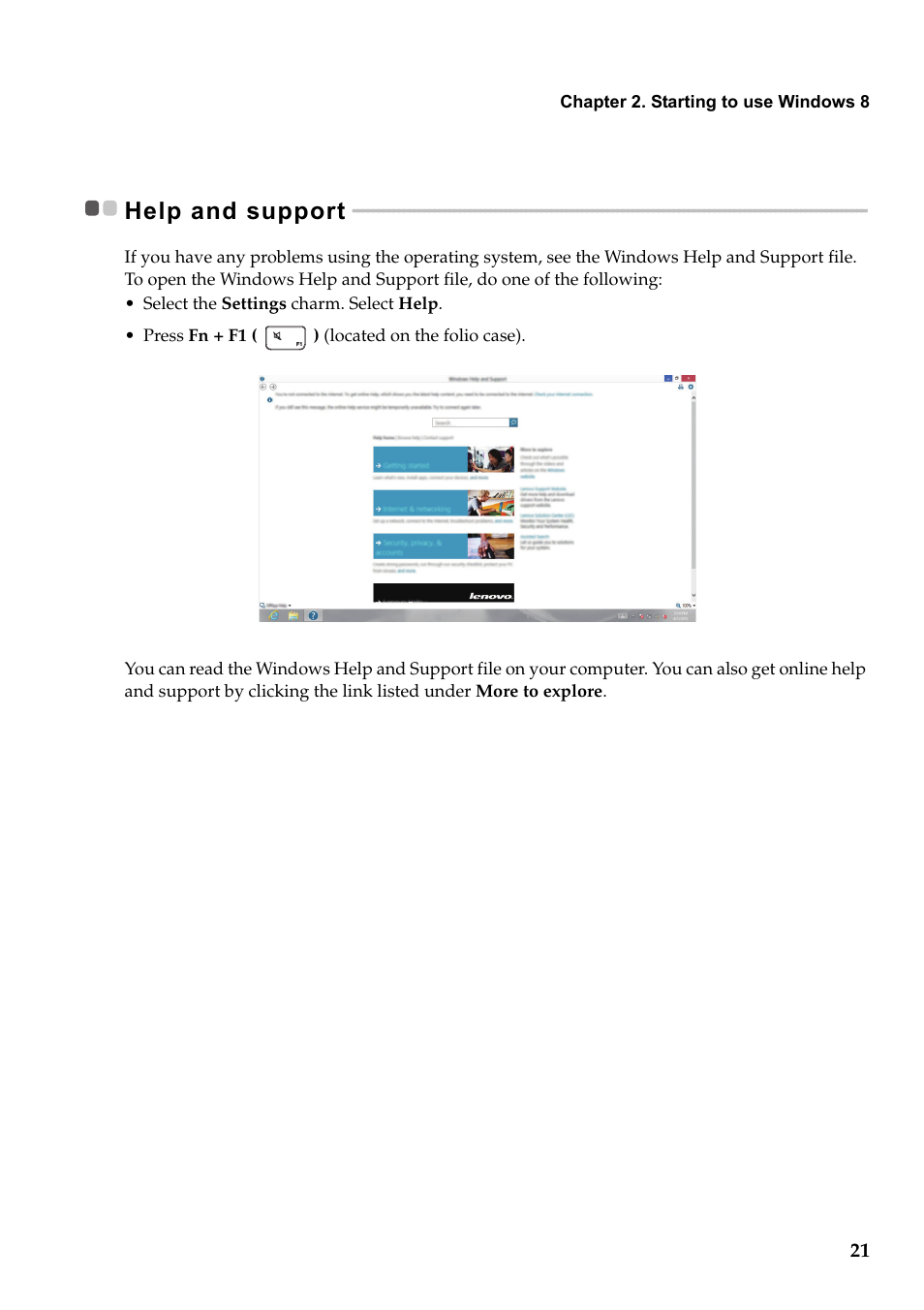 Help and support | Lenovo Miix 10 Tablet IdeaPad User Manual | Page 25 / 32