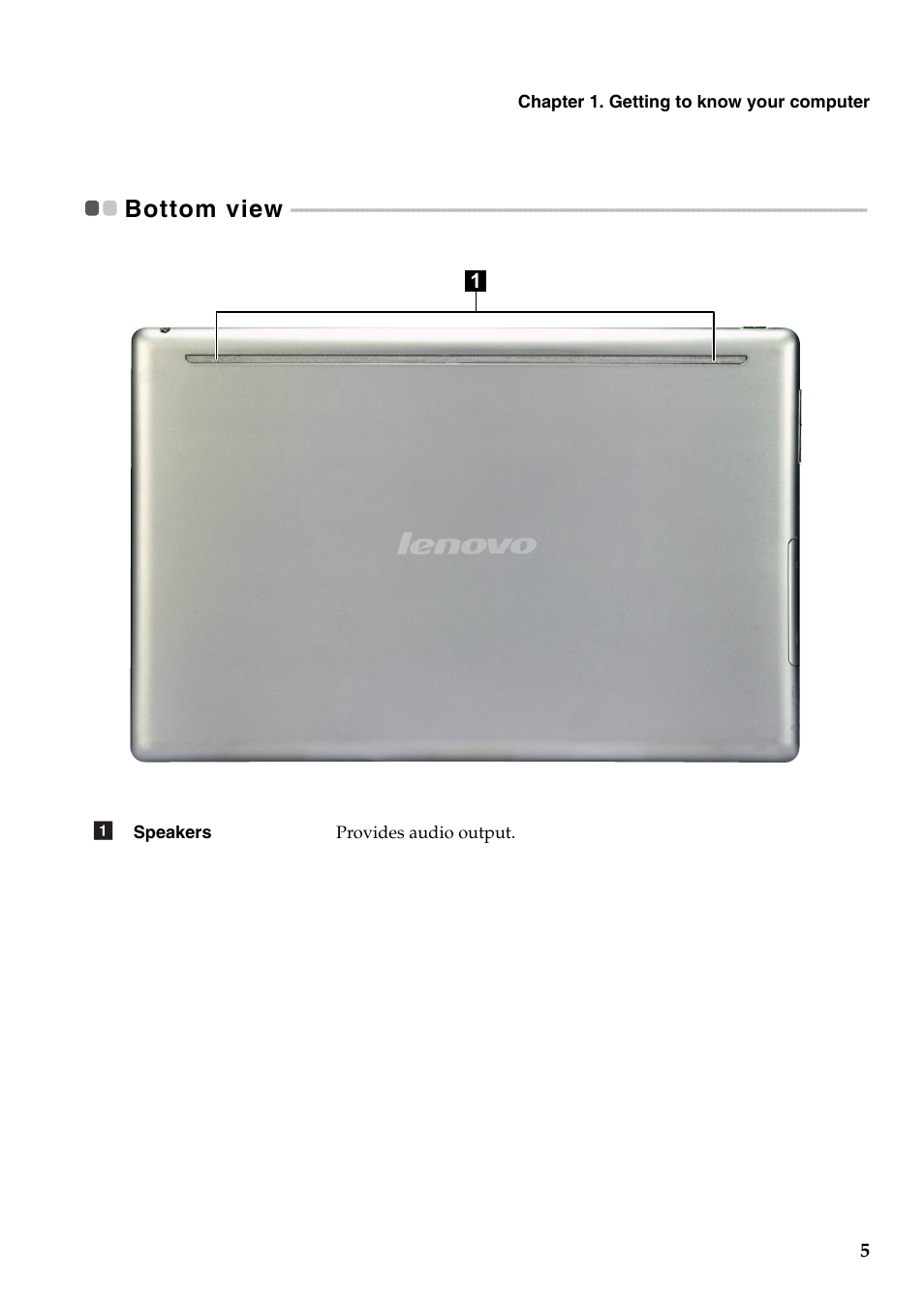 Bottom view | Lenovo Miix 10 Tablet IdeaPad User Manual | Page 9 / 32