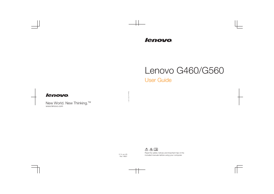 User guide, New world. new thinking | Lenovo G460 Notebook User Manual | Page 130 / 130