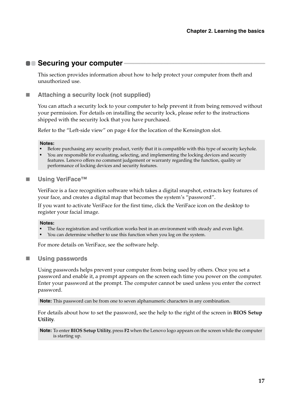 Securing your computer | Lenovo G460 Notebook User Manual | Page 25 / 130