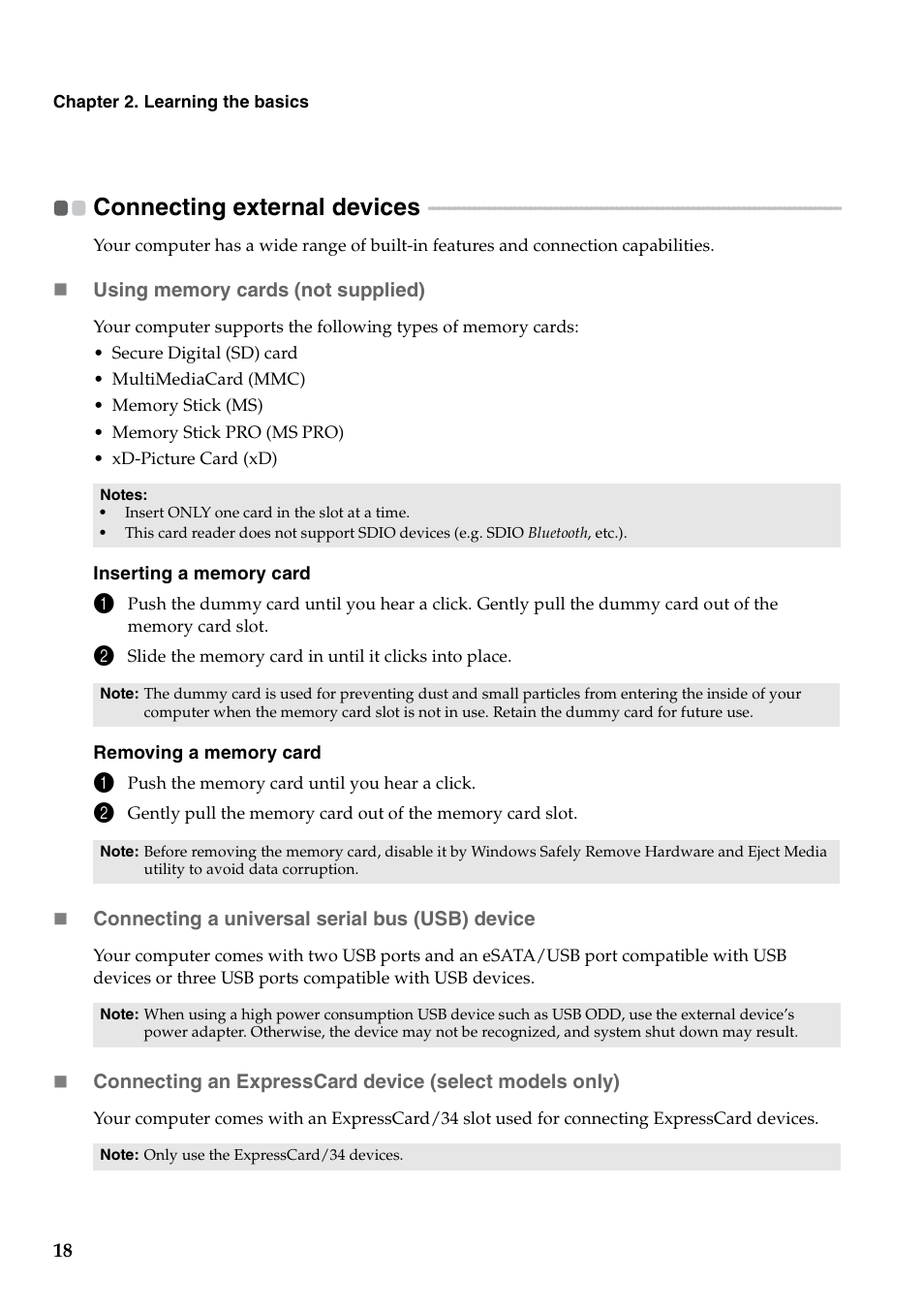 Connecting external devices | Lenovo G460 Notebook User Manual | Page 26 / 130