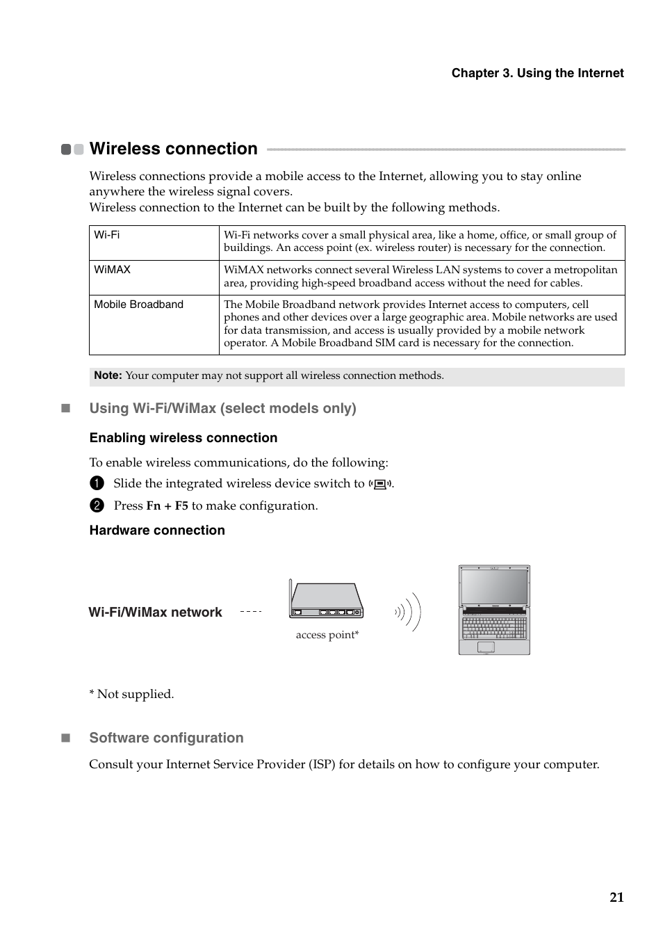 Wireless connection | Lenovo G460 Notebook User Manual | Page 29 / 130