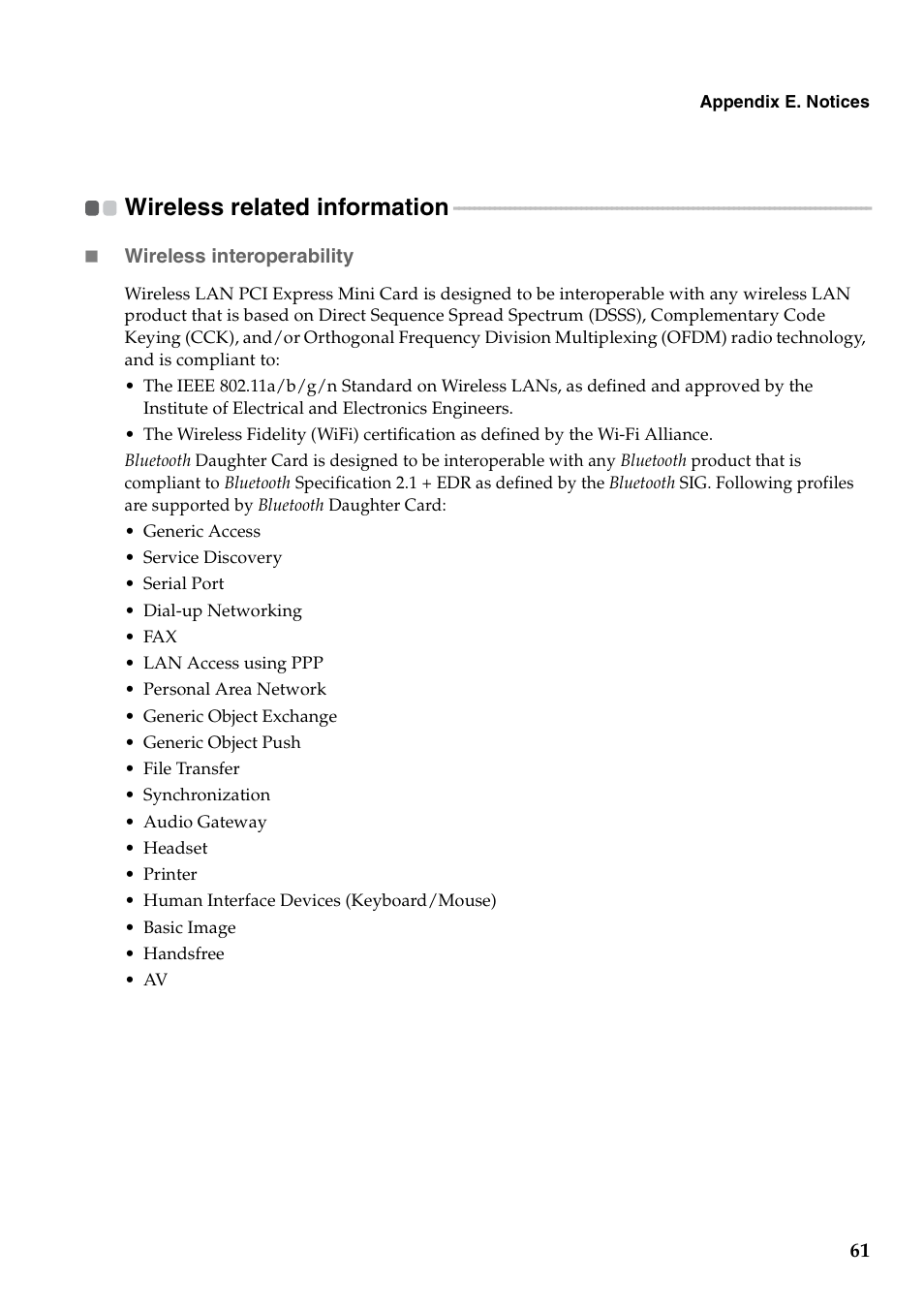 Wireless related information | Lenovo G460 Notebook User Manual | Page 69 / 130