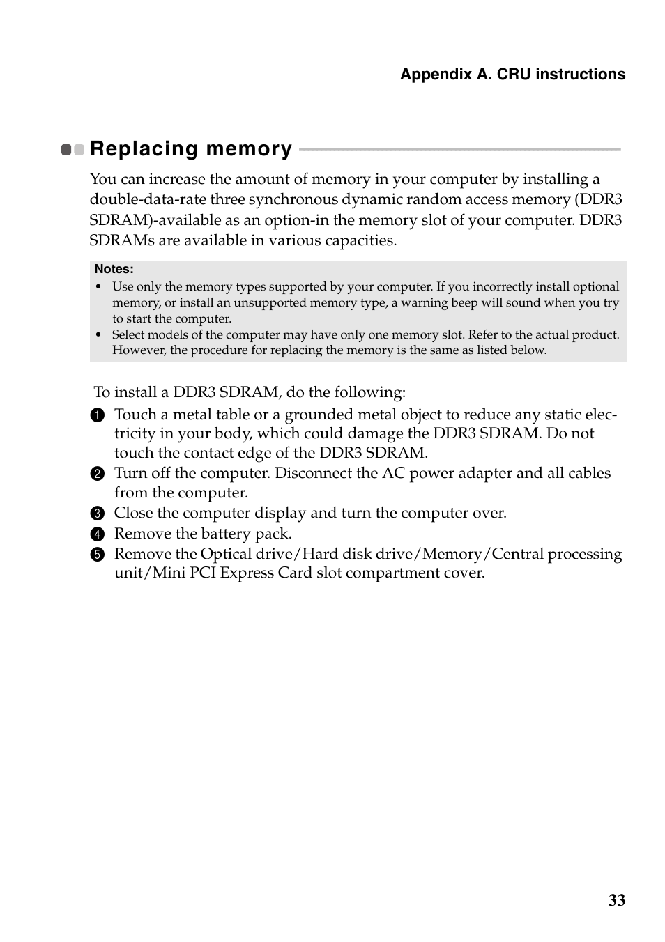 Replacing memory | Lenovo G700 Notebook User Manual | Page 37 / 46