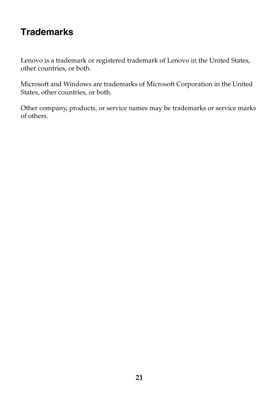 Trademarks | Lenovo Y40-70 User Manual | Page 21 / 21