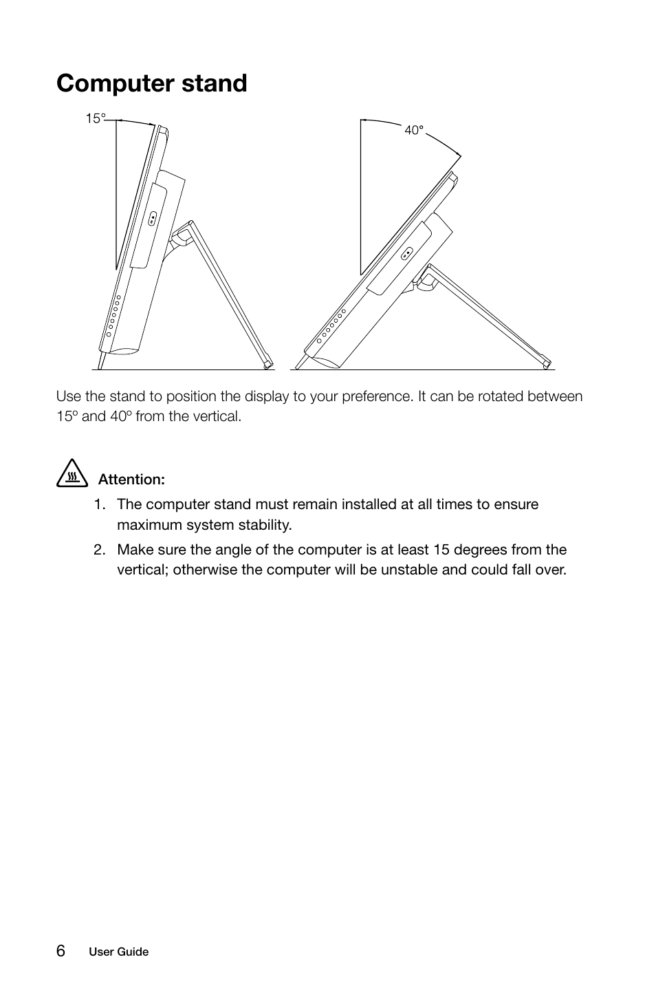 Computer stand | Lenovo IdeaCentre B545 User Manual | Page 11 / 71