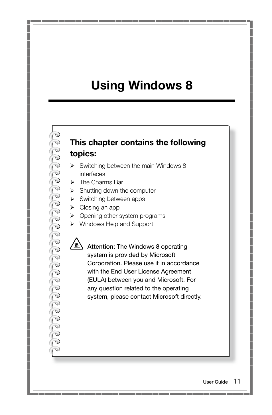 Using windows 8, This chapter contains the following topics | Lenovo IdeaCentre B545 User Manual | Page 16 / 71
