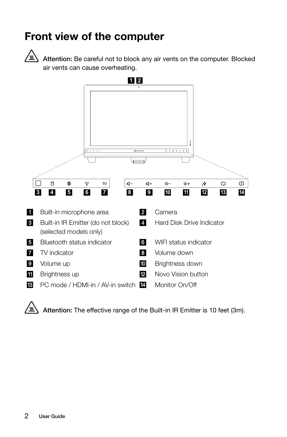 Front view of the computer | Lenovo IdeaCentre B545 User Manual | Page 7 / 71
