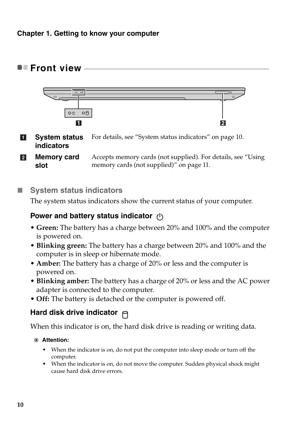 Front view | Lenovo B5400 Notebook User Manual | Page 16 / 50