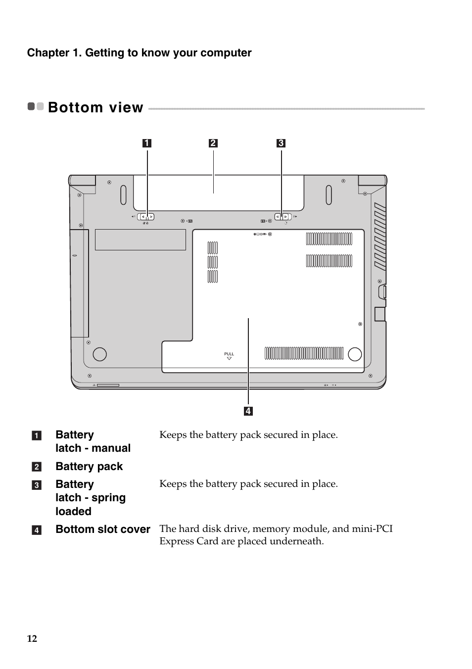 Bottom view | Lenovo B5400 Notebook User Manual | Page 18 / 50