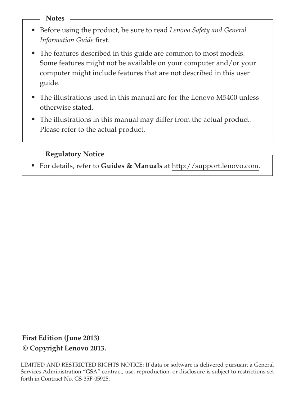 Lenovo B5400 Notebook User Manual | Page 2 / 50